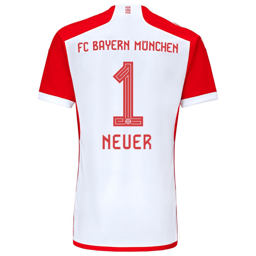 Criança Camisola Manuel Neuer #1 Vermelho Branco Principal 2023/24 Camisa Brasil