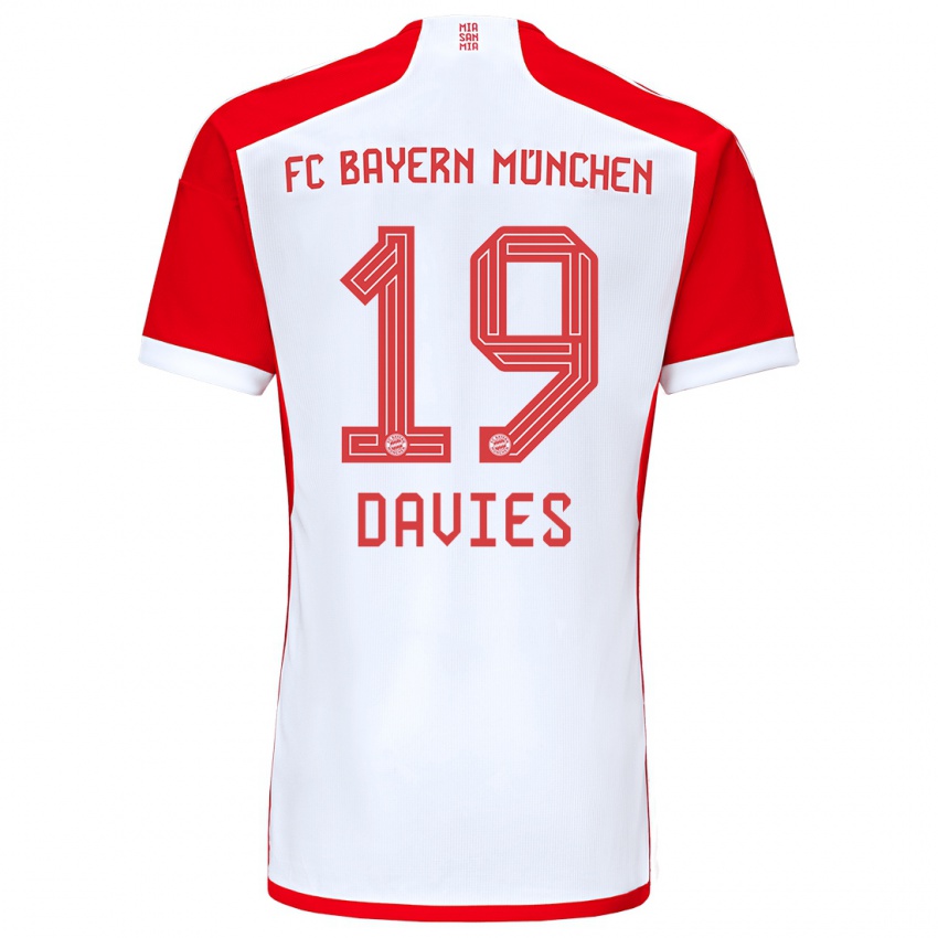 Criança Camisola Alphonso Davies #19 Vermelho Branco Principal 2023/24 Camisa Brasil