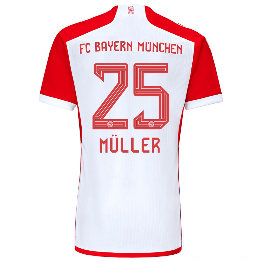 Criança Camisola Thomas Muller #25 Vermelho Branco Principal 2023/24 Camisa Brasil