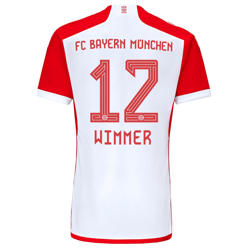 Criança Camisola Benedikt Wimmer #12 Vermelho Branco Principal 2023/24 Camisa Brasil