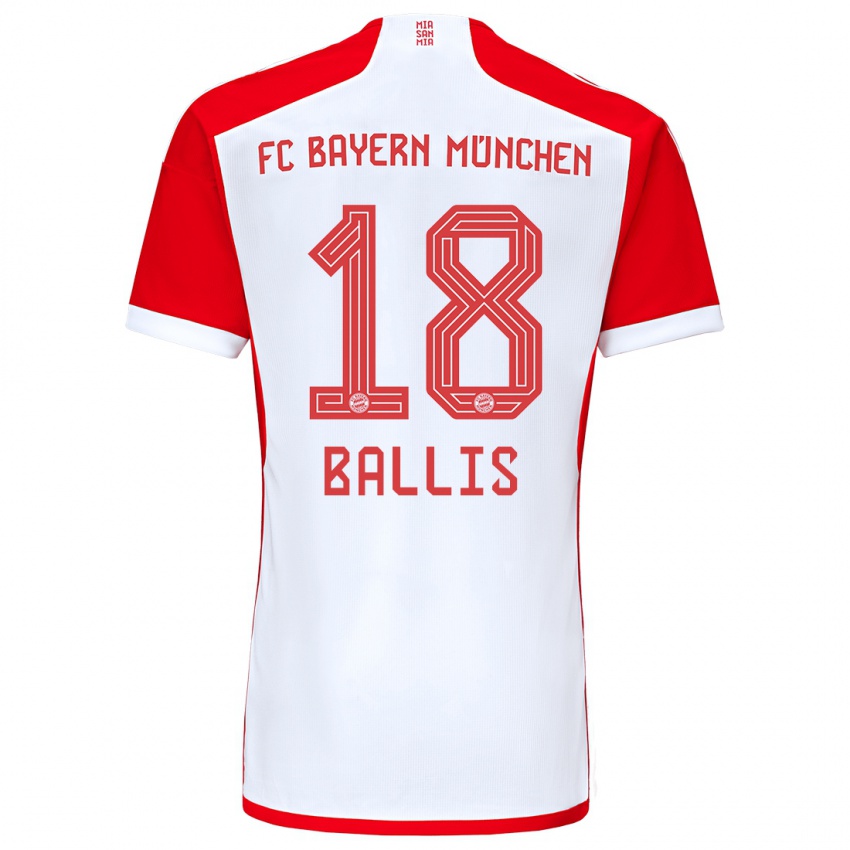 Criança Camisola Benjamin Ballis #18 Vermelho Branco Principal 2023/24 Camisa Brasil