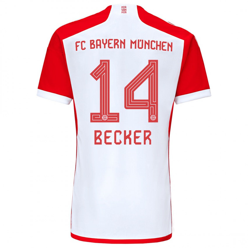 Criança Camisola Lennard Becker #14 Vermelho Branco Principal 2023/24 Camisa Brasil