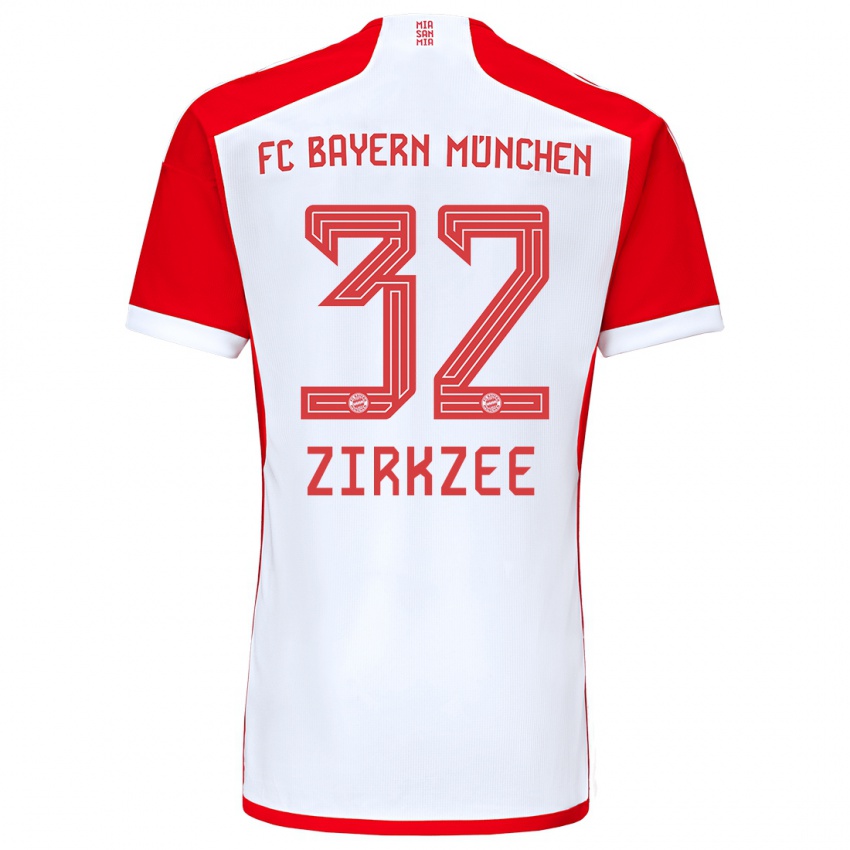 Criança Camisola Joshua Zirkzee #32 Vermelho Branco Principal 2023/24 Camisa Brasil