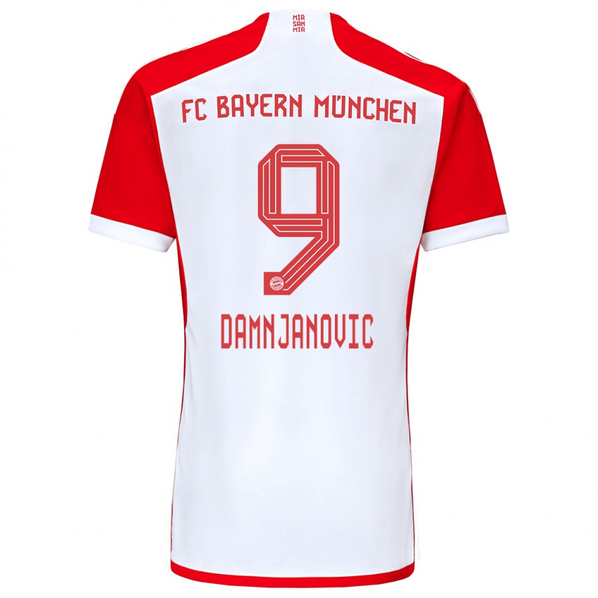 Criança Camisola Jovana Damnjanovic #9 Vermelho Branco Principal 2023/24 Camisa Brasil