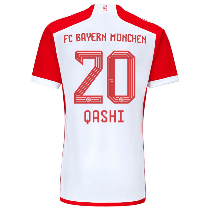 Criança Camisola Yousef Qashi #20 Vermelho Branco Principal 2023/24 Camisa Brasil