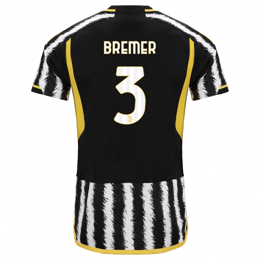 Criança Camisola Bremer #3 Preto Branco Principal 2023/24 Camisa Brasil