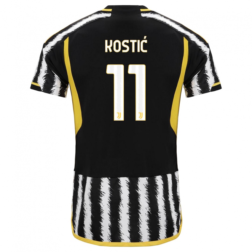 Criança Camisola Filip Kostic #11 Preto Branco Principal 2023/24 Camisa Brasil