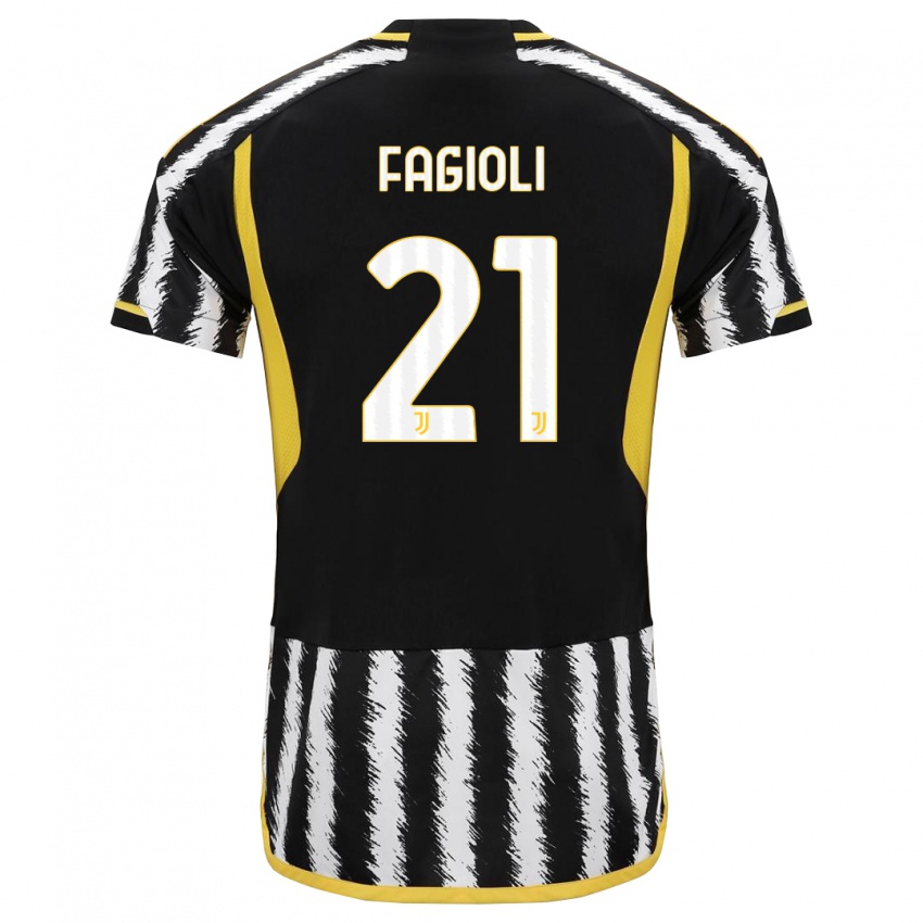 Criança Camisola Nicolo Fagioli #21 Preto Branco Principal 2023/24 Camisa Brasil