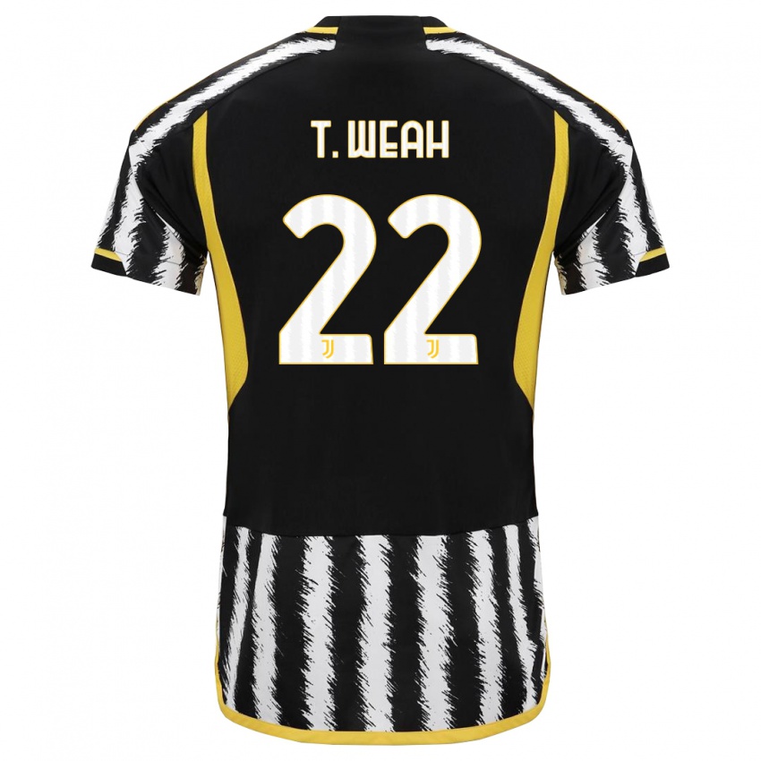 Criança Camisola Timothy Weah #22 Preto Branco Principal 2023/24 Camisa Brasil