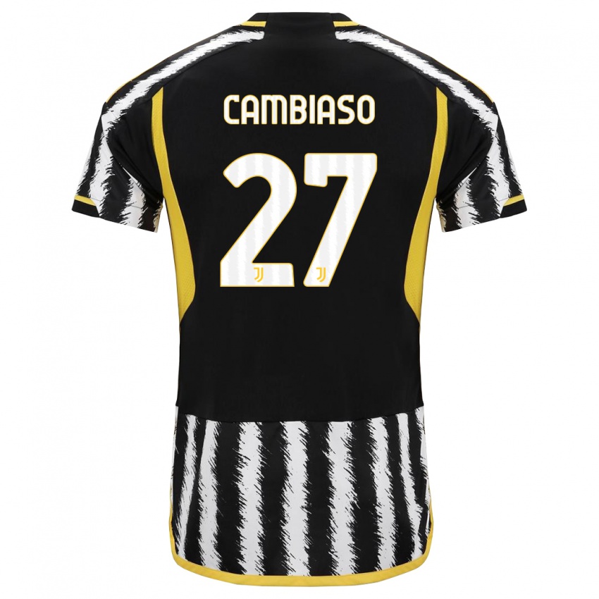 Criança Camisola Andrea Cambiaso #27 Preto Branco Principal 2023/24 Camisa Brasil