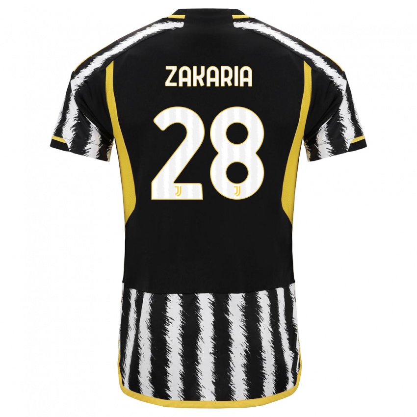 Criança Camisola Denis Zakaria #28 Preto Branco Principal 2023/24 Camisa Brasil