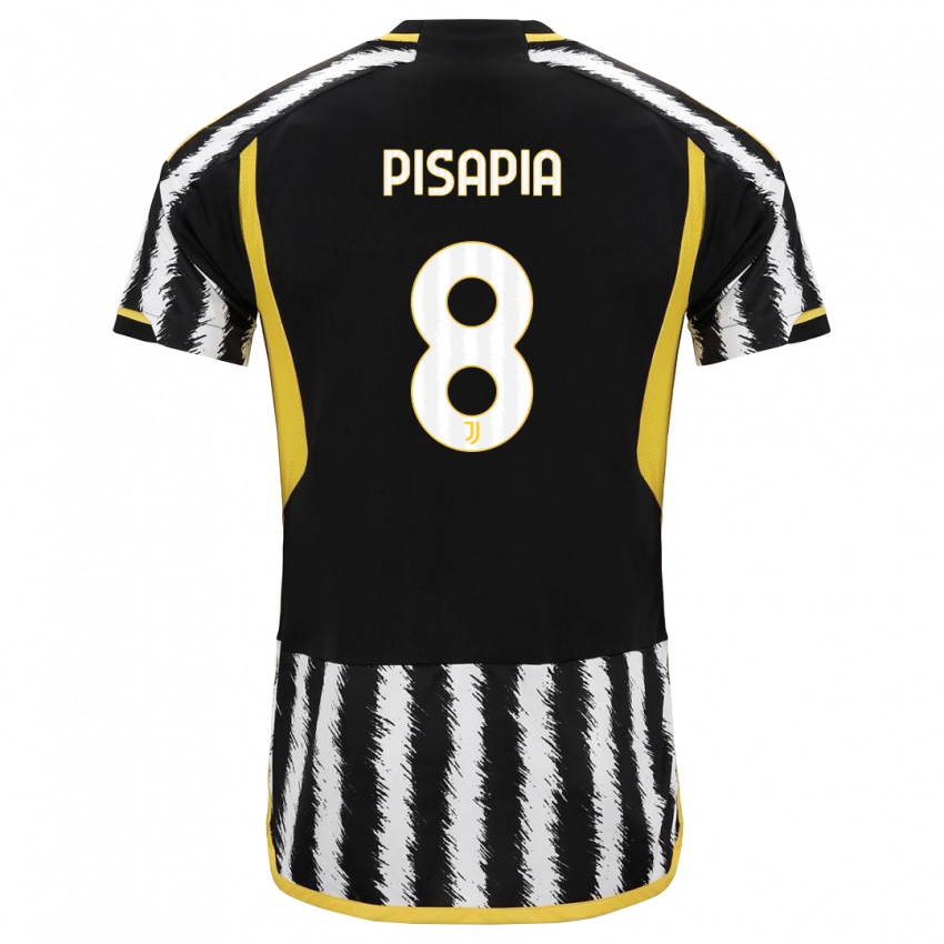 Criança Camisola Luciano Pisapia #8 Preto Branco Principal 2023/24 Camisa Brasil