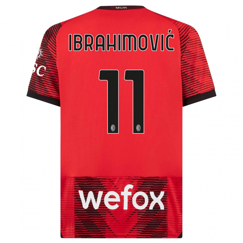 Criança Camisola Zlatan Ibrahimovic #11 Vermelho Preto Principal 2023/24 Camisa Brasil