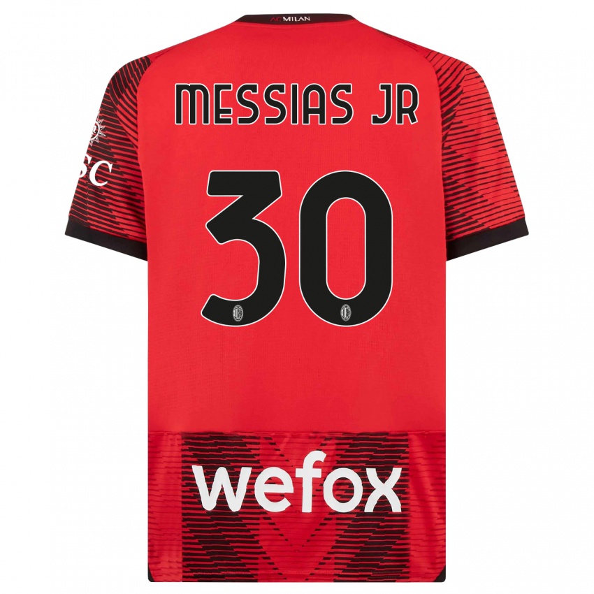 Criança Camisola Junior Messias #30 Vermelho Preto Principal 2023/24 Camisa Brasil