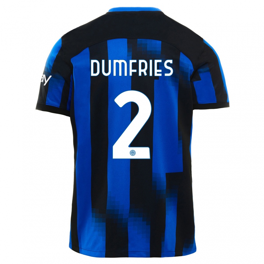 Criança Camisola Denzel Dumfries #2 Preto Azul Principal 2023/24 Camisa Brasil