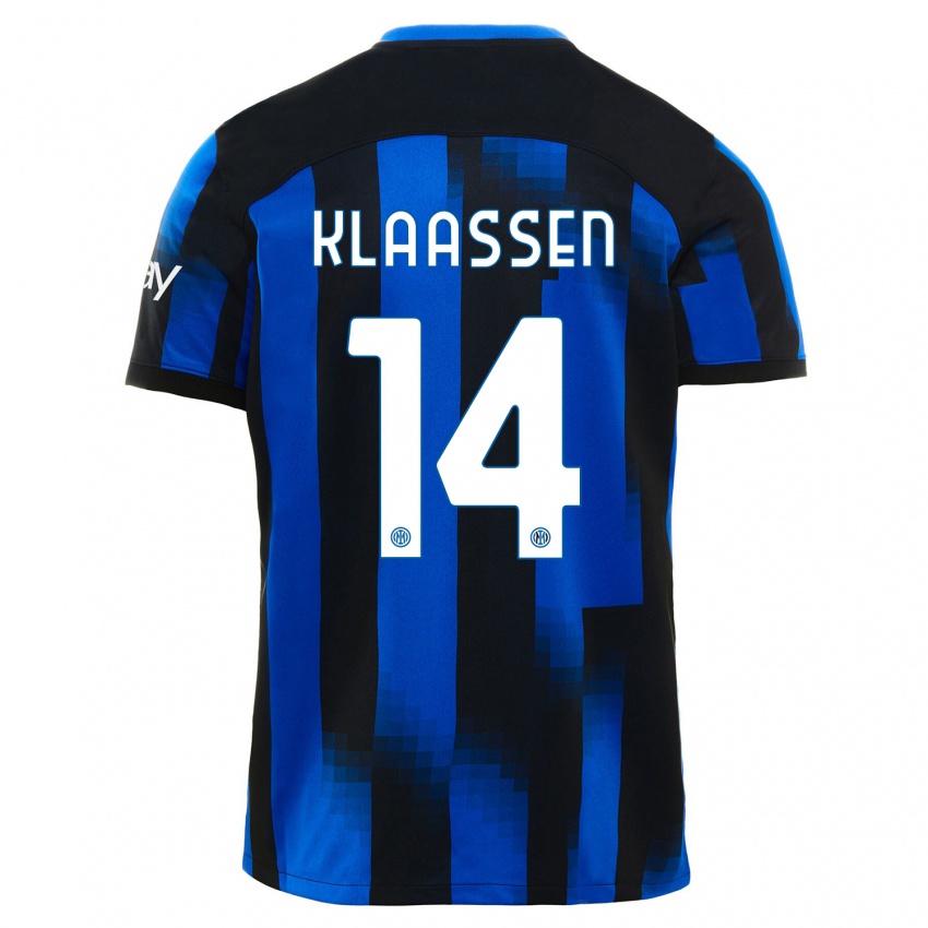 Criança Camisola Davy Klaassen #14 Preto Azul Principal 2023/24 Camisa Brasil