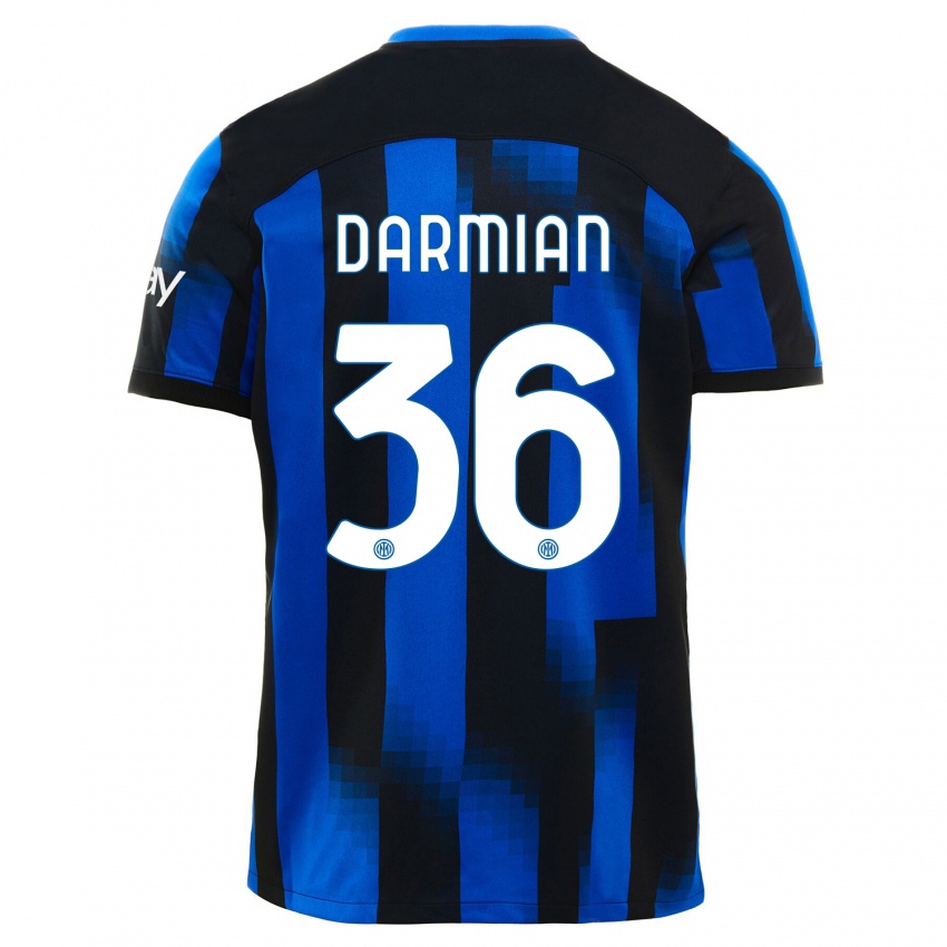 Criança Camisola Matteo Darmian #36 Preto Azul Principal 2023/24 Camisa Brasil