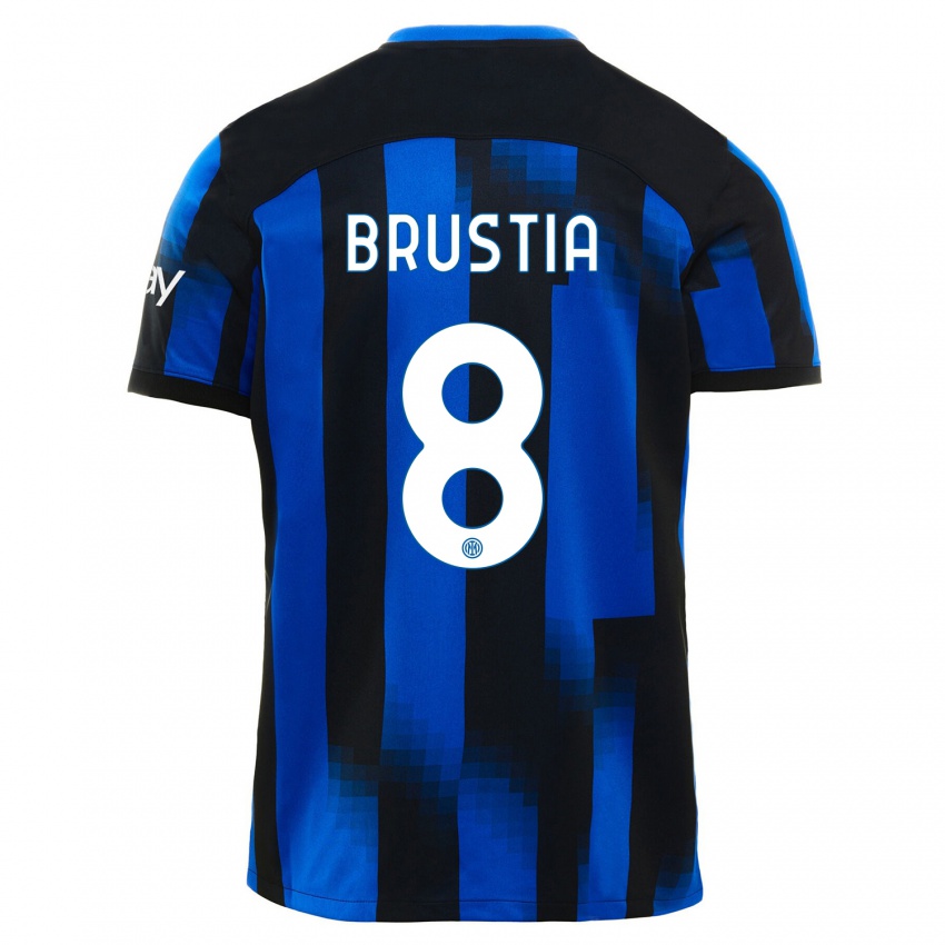 Criança Camisola Martina Brustia #8 Preto Azul Principal 2023/24 Camisa Brasil