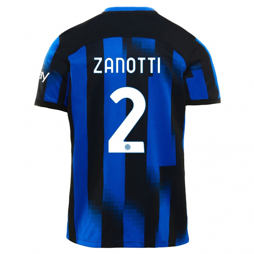 Criança Camisola Mattia Zanotti #2 Preto Azul Principal 2023/24 Camisa Brasil