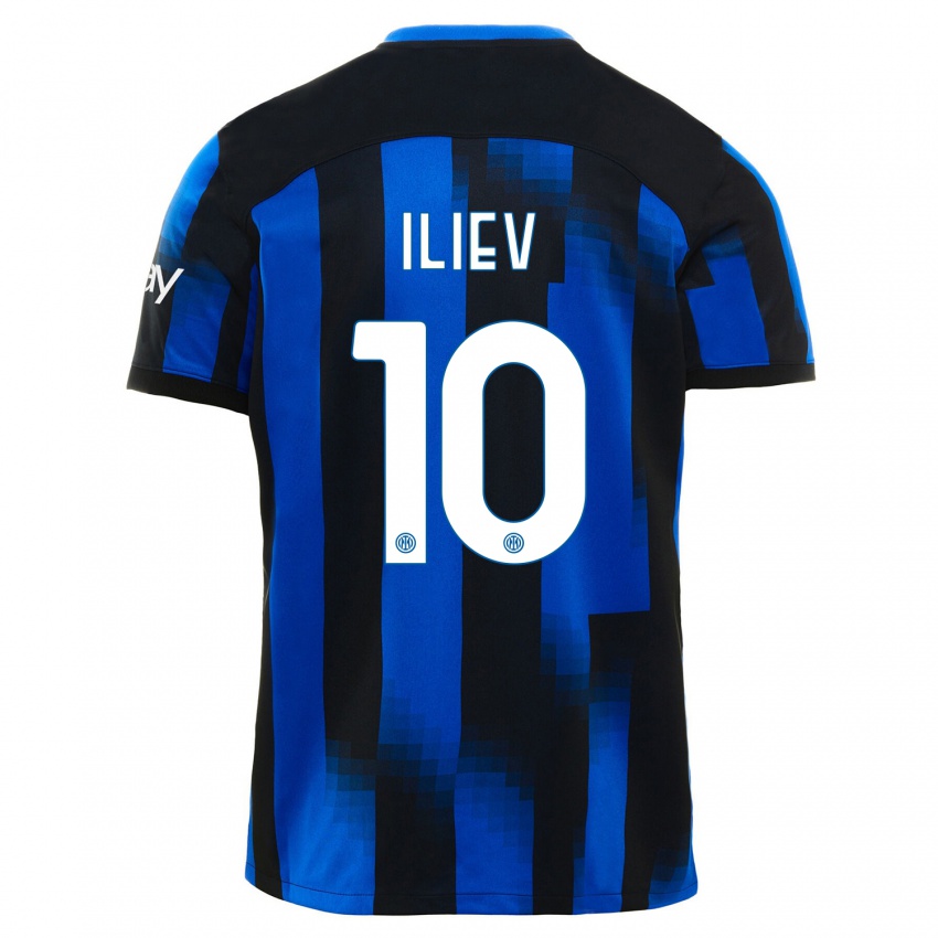 Criança Camisola Nikola Iliev #10 Preto Azul Principal 2023/24 Camisa Brasil