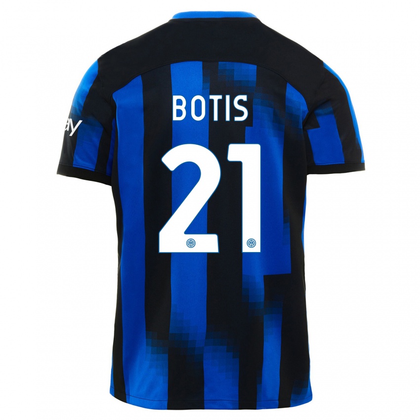 Criança Camisola Nikolaos Botis #21 Preto Azul Principal 2023/24 Camisa Brasil