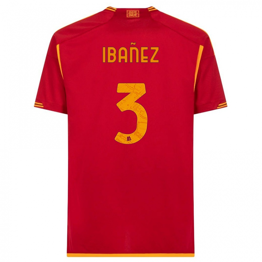 Criança Camisola Roger Ibanez #3 Vermelho Principal 2023/24 Camisa Brasil