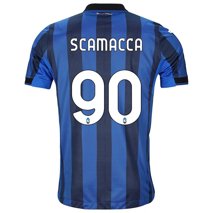 Criança Camisola Gianluca Scamacca #90 Preto Azul Principal 2023/24 Camisa Brasil