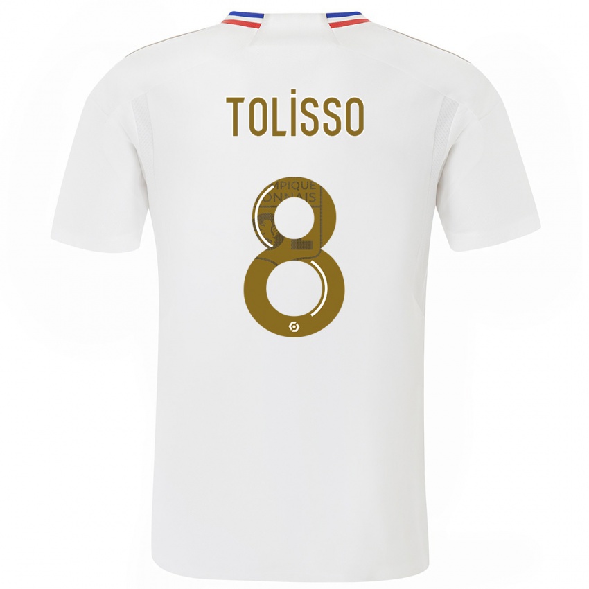 Criança Camisola Corentin Tolisso #8 Branco Principal 2023/24 Camisa Brasil