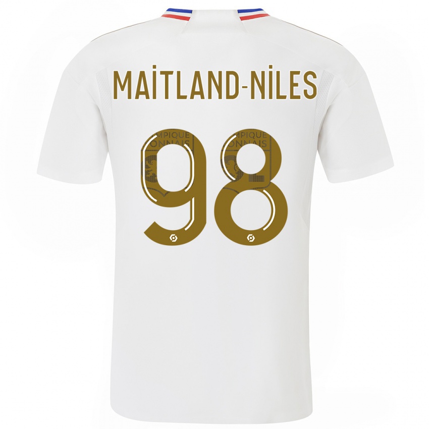 Criança Camisola Ainsley Maitland-Niles #98 Branco Principal 2023/24 Camisa Brasil