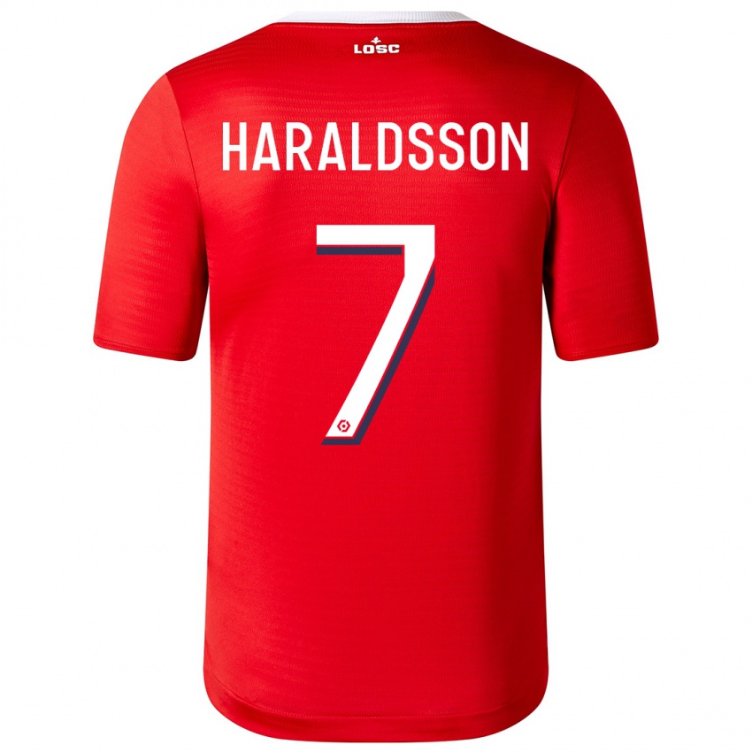 Criança Camisola Hákon Arnar Haraldsson #7 Vermelho Principal 2023/24 Camisa Brasil