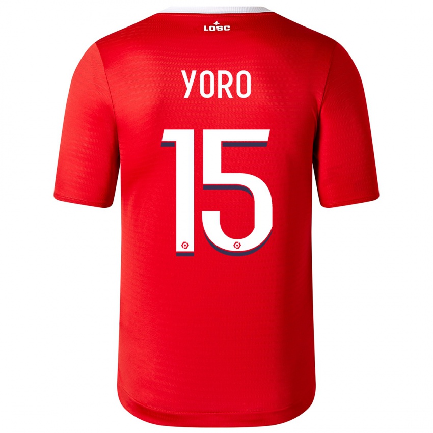 Criança Camisola Leny Yoro #15 Vermelho Principal 2023/24 Camisa Brasil