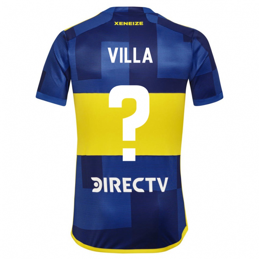 Criança Camisola Sebastian Villa #0 Azul Escuro Amarelo Principal 2023/24 Camisa Brasil