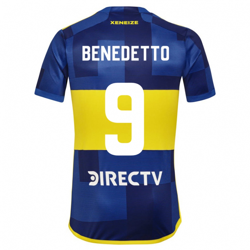 Criança Camisola Dario Benedetto #9 Azul Escuro Amarelo Principal 2023/24 Camisa Brasil