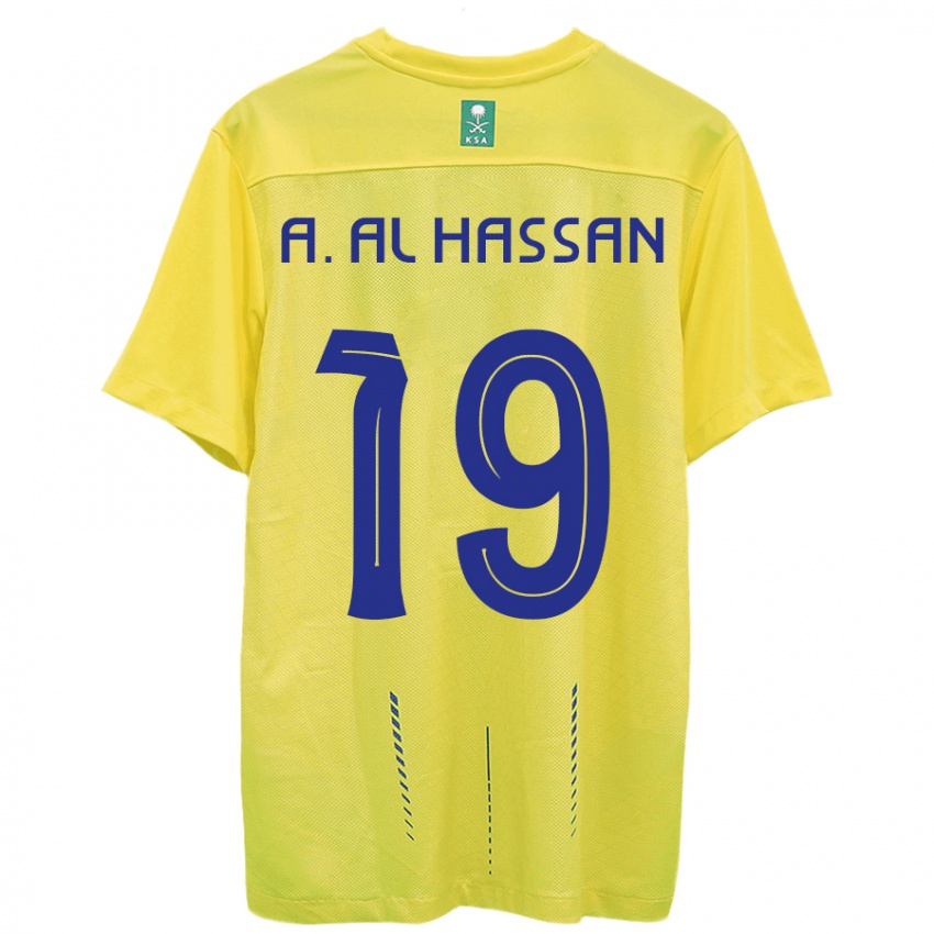 Criança Camisola Ali Al-Hassan #19 Amarelo Principal 2023/24 Camisa Brasil