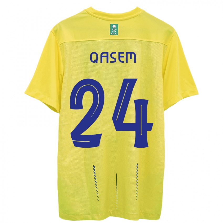 Criança Camisola Mohammed Qasem #24 Amarelo Principal 2023/24 Camisa Brasil