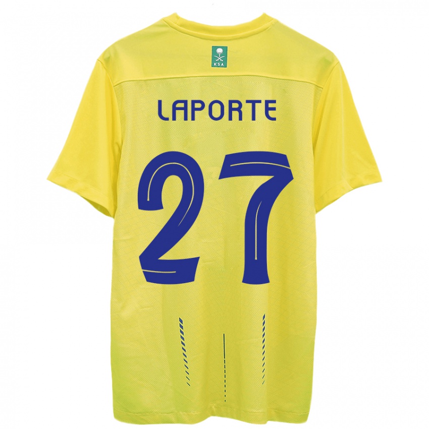 Criança Camisola Aymeric Laporte #27 Amarelo Principal 2023/24 Camisa Brasil