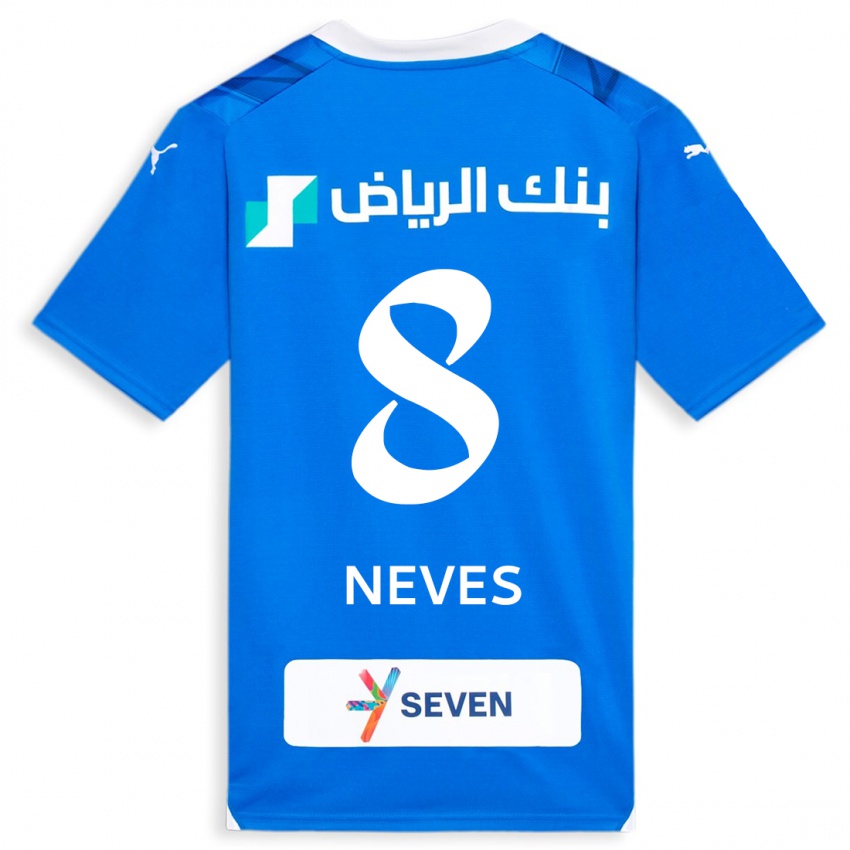 Criança Camisola Rúben Neves #8 Azul Principal 2023/24 Camisa Brasil