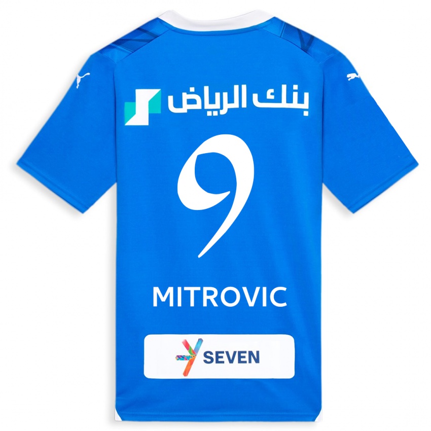 Criança Camisola Aleksandar Mitrovic #9 Azul Principal 2023/24 Camisa Brasil