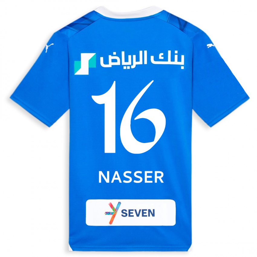 Criança Camisola Nasser Al-Dawsari #16 Azul Principal 2023/24 Camisa Brasil