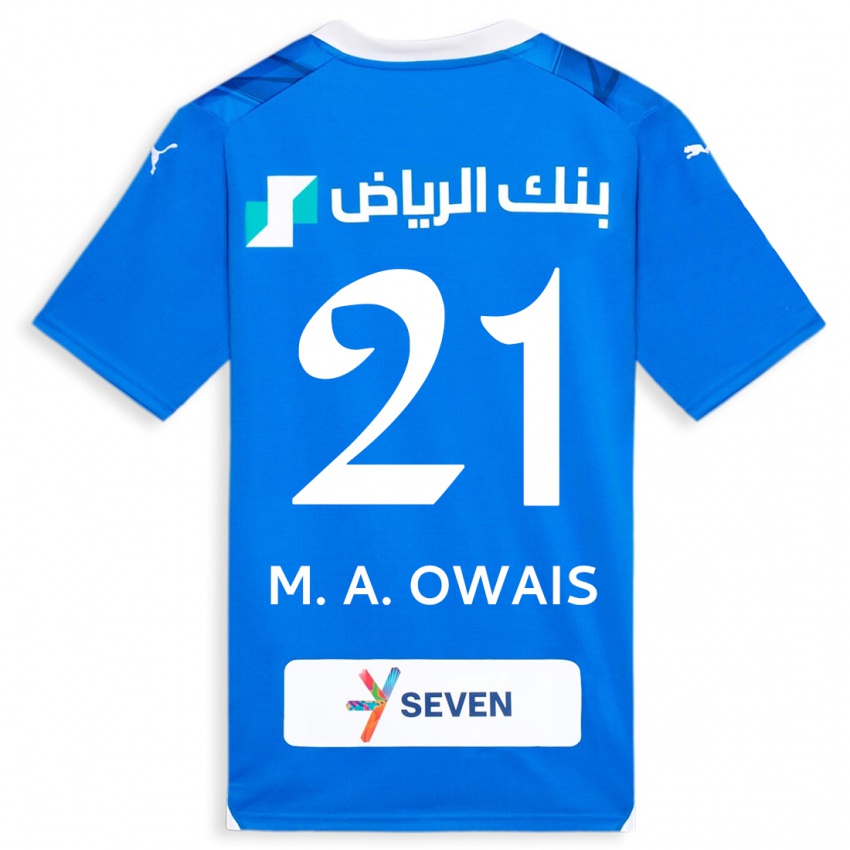 Criança Camisola Mohammed Al-Owais #21 Azul Principal 2023/24 Camisa Brasil