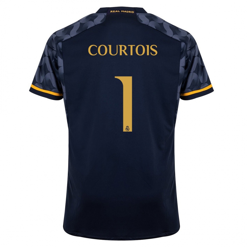 Criança Camisola Thibaut Courtois #1 Azul Escuro Alternativa 2023/24 Camisa Brasil