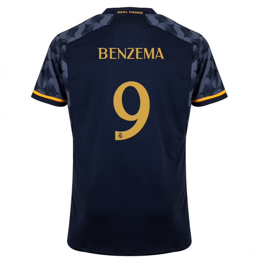 Criança Camisola Karim Benzema #9 Azul Escuro Alternativa 2023/24 Camisa Brasil