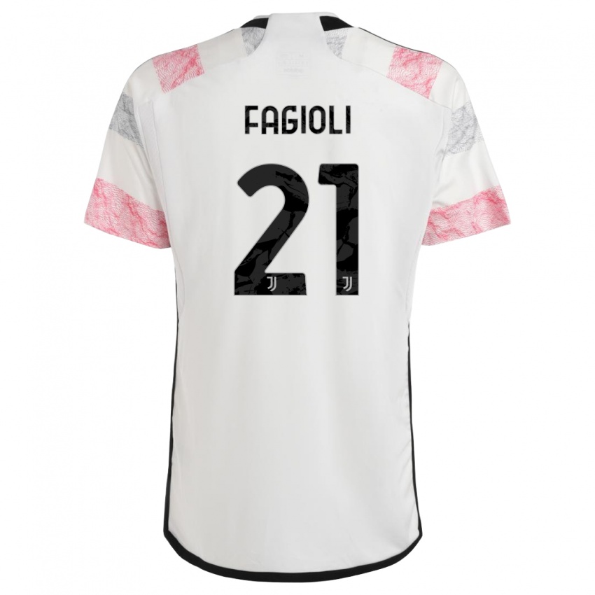 Criança Camisola Nicolo Fagioli #21 Branco Rosa Alternativa 2023/24 Camisa Brasil