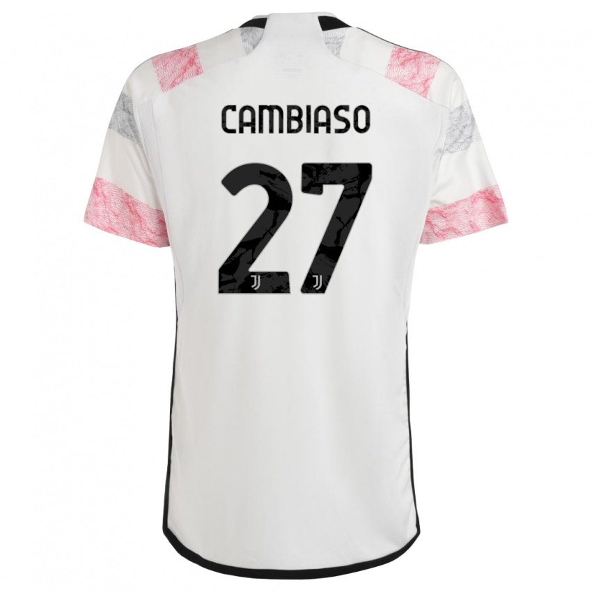 Criança Camisola Andrea Cambiaso #27 Branco Rosa Alternativa 2023/24 Camisa Brasil