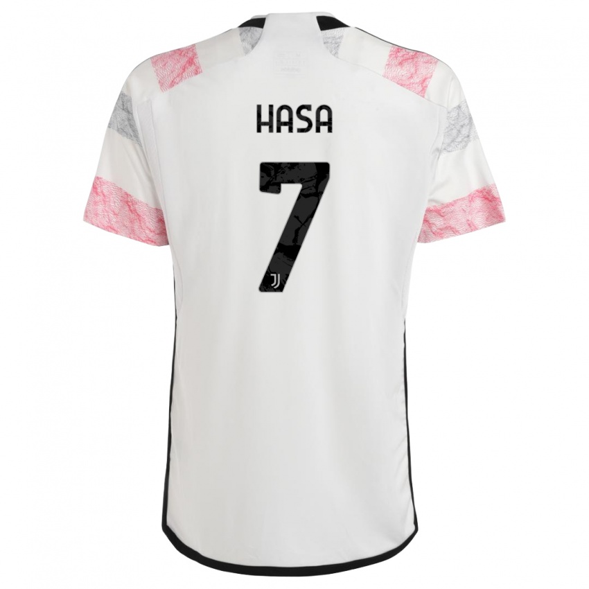 Criança Camisola Luis Hasa #7 Branco Rosa Alternativa 2023/24 Camisa Brasil