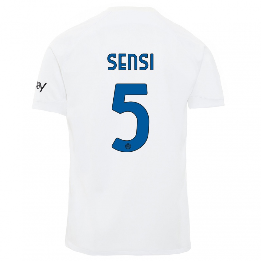 Criança Camisola Stefano Sensi #5 Branco Alternativa 2023/24 Camisa Brasil