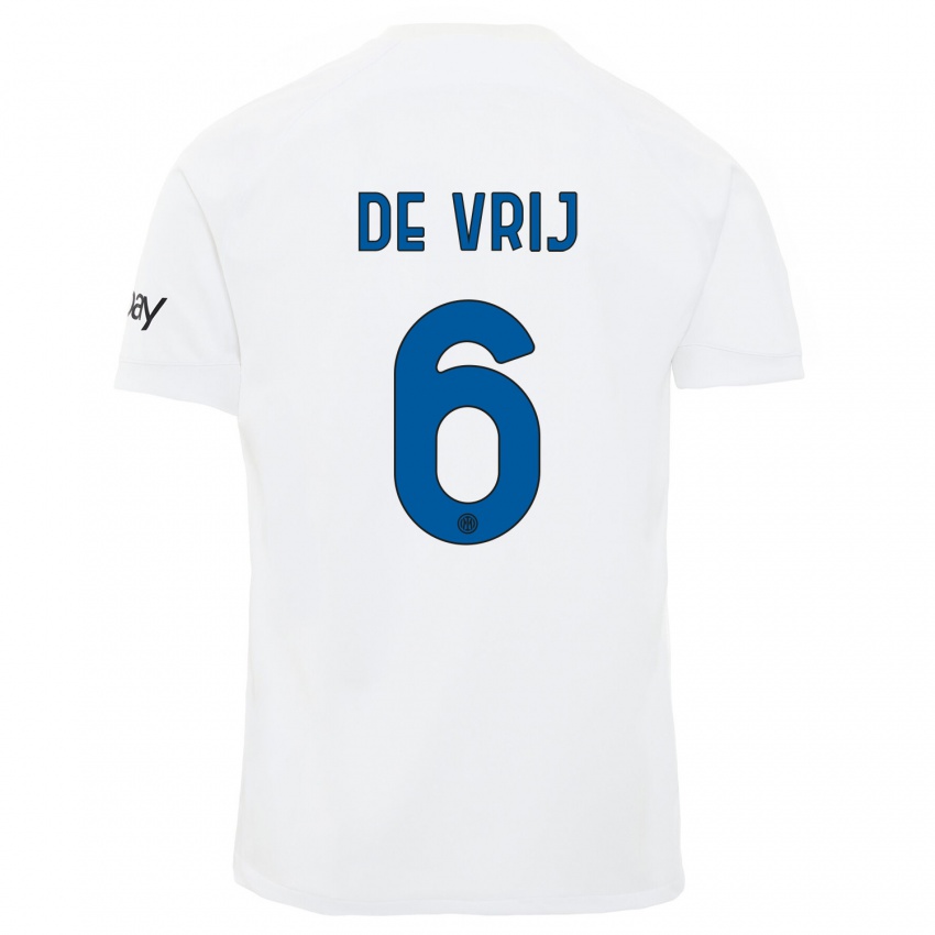 Criança Camisola Stefan De Vrij #6 Branco Alternativa 2023/24 Camisa Brasil