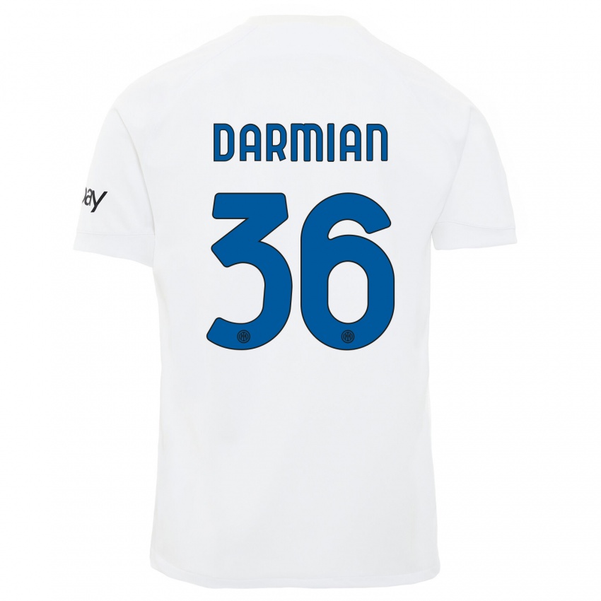 Criança Camisola Matteo Darmian #36 Branco Alternativa 2023/24 Camisa Brasil