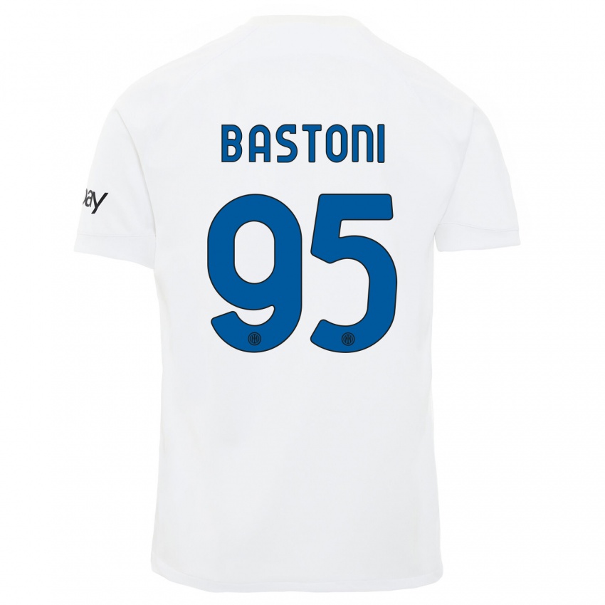 Criança Camisola Alessandro Bastoni #95 Branco Alternativa 2023/24 Camisa Brasil