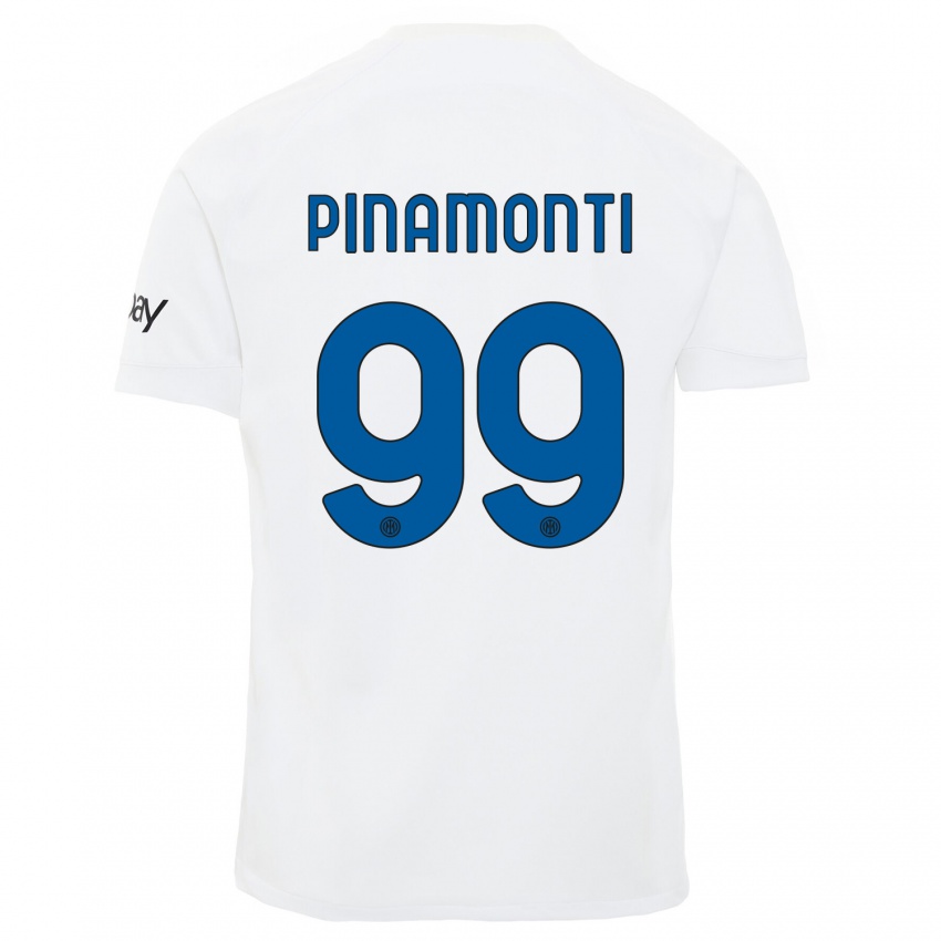 Criança Camisola Andrea Pinamonti #99 Branco Alternativa 2023/24 Camisa Brasil